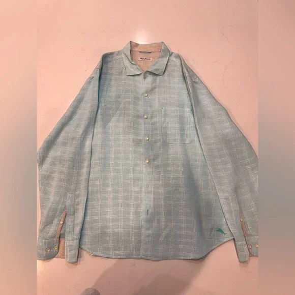 EUC Tommy Bahama Men's Ventana Linen Button Down Shirt – Horizon Blue - XLarge - Picture 2 of 6